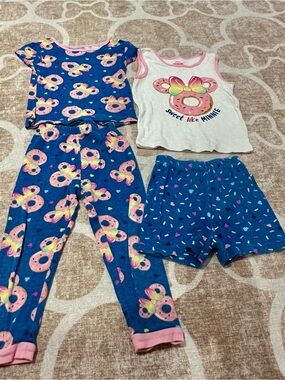 Disney Blue & Pink Donut Print Pajama Set with White Minnie Tank